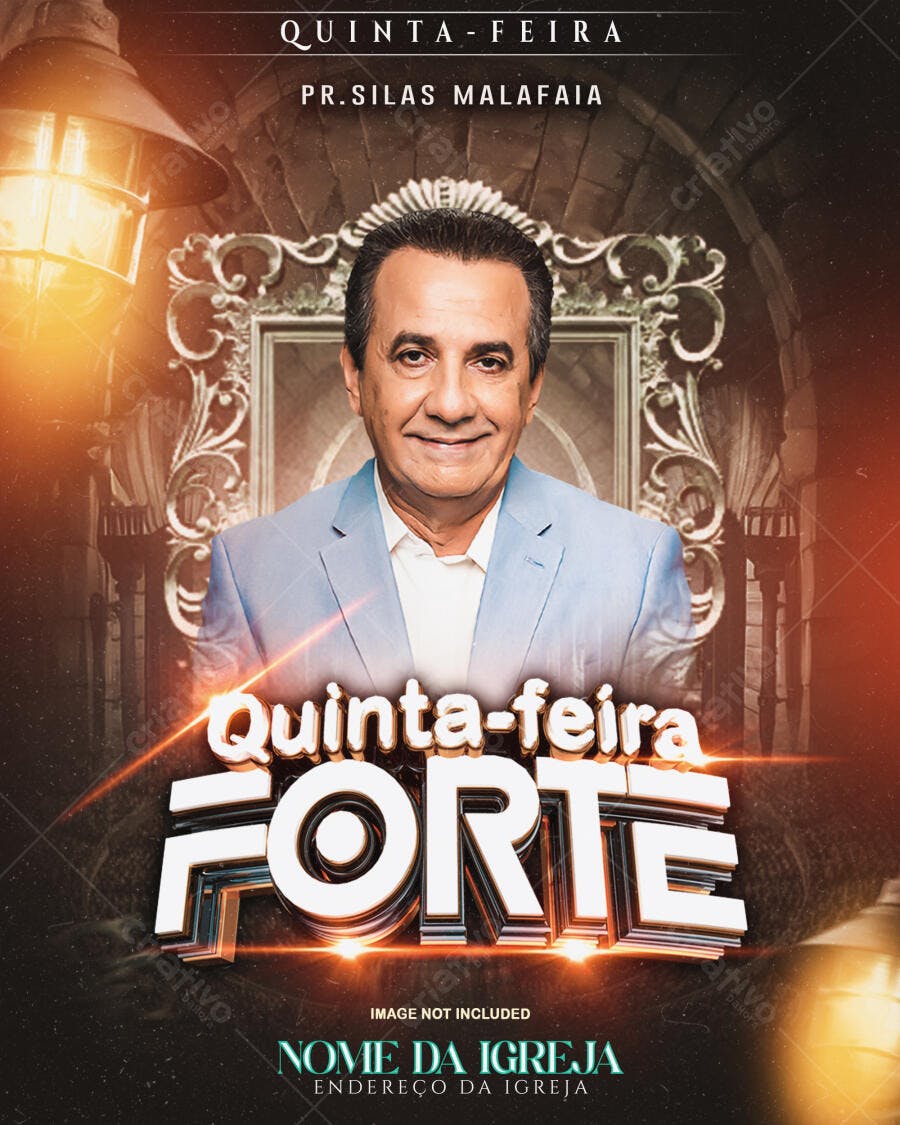 Flyer para Evento Religioso Quinta-feira Forte PSD Editável