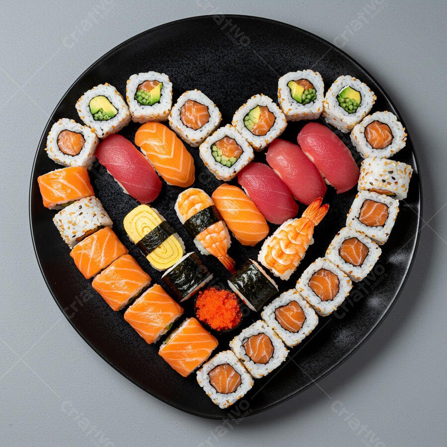 Prato de Sushi em Formato de Coração
