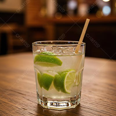 Caipirinha de Limão em Copo Baixo Foto IA