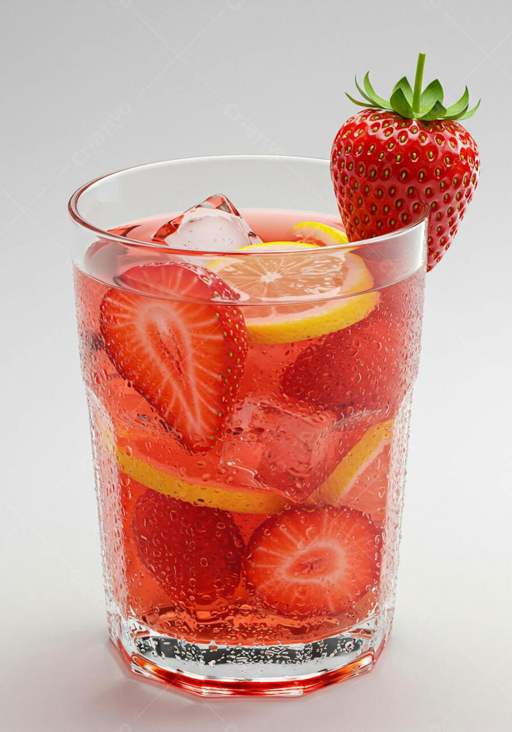 Drink Capirinha de Morango com Limão Tropical Foto IA