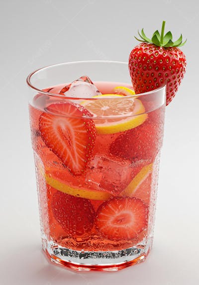 Drink Capirinha de Morango com Limão Tropical Foto IA