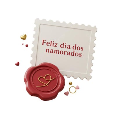 Feliz dia dos namorados 3D png