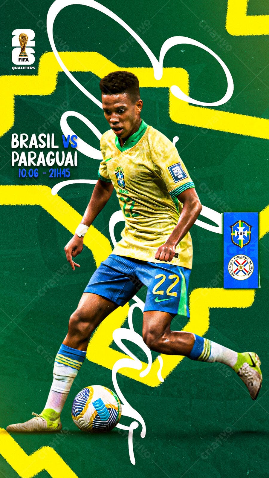 Poster Brasil x Paraguai 10/06 PSD Editável