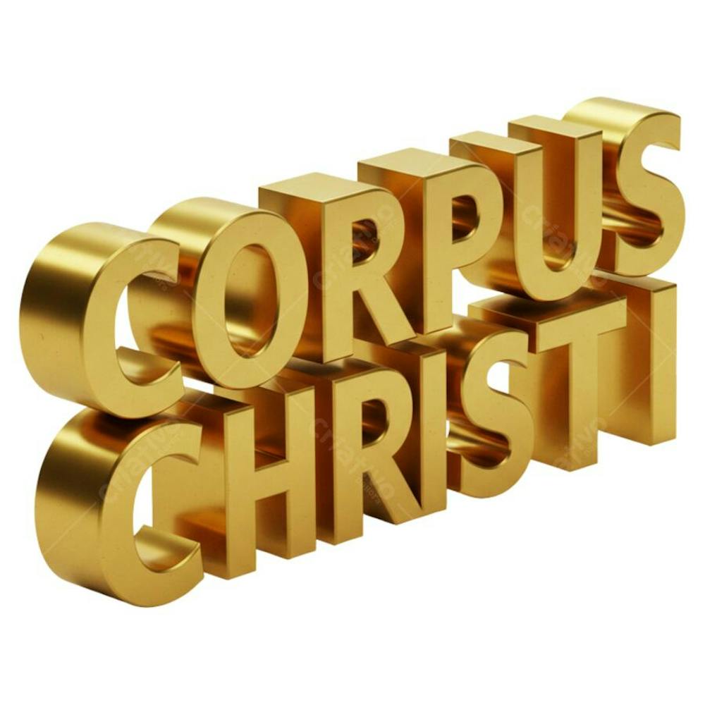 Texto 3D Corpus Christi Dourado png