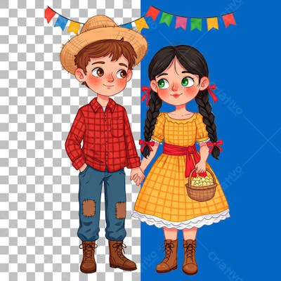 Casal-de-namorados-apaixonados-em-estilo-festa-junina--PSD-EDITÁVEL