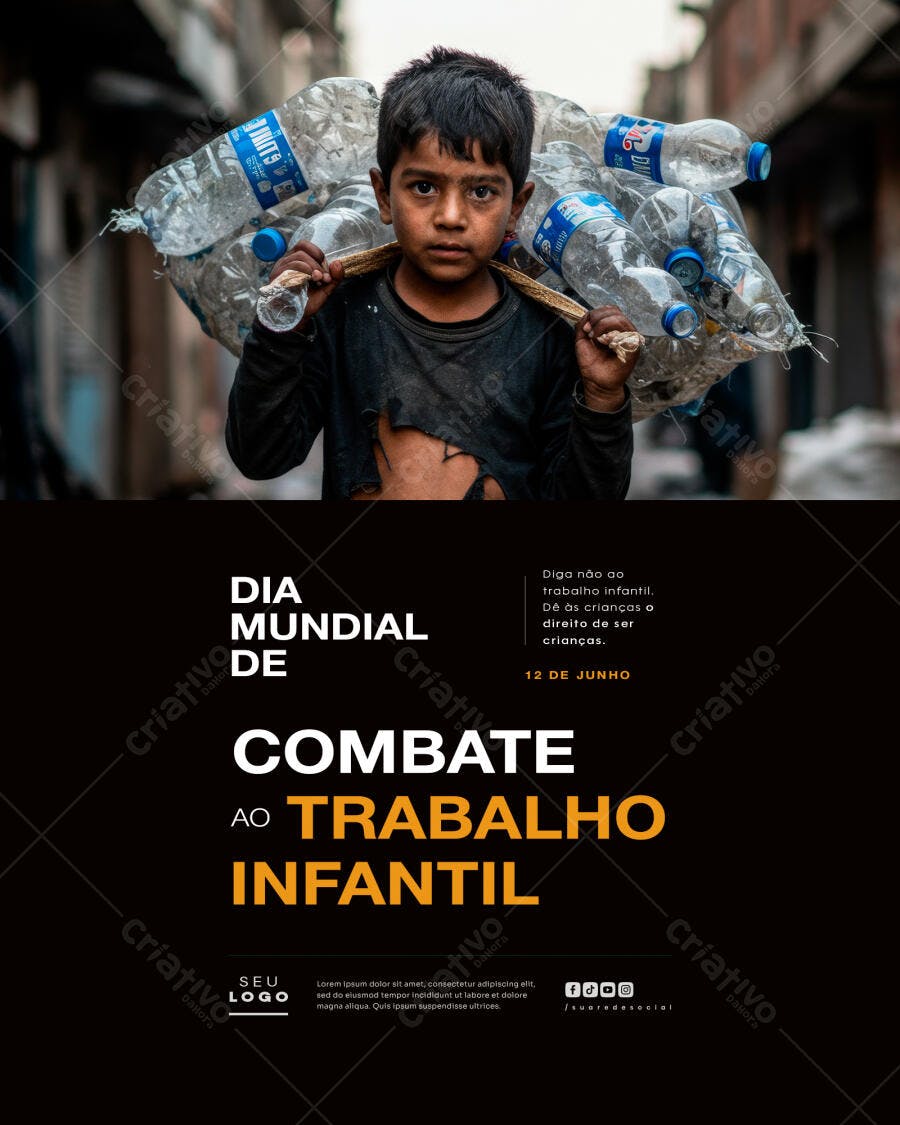 Flyer Dia Mundial Contra o Trabalho Infantil PSD Editável