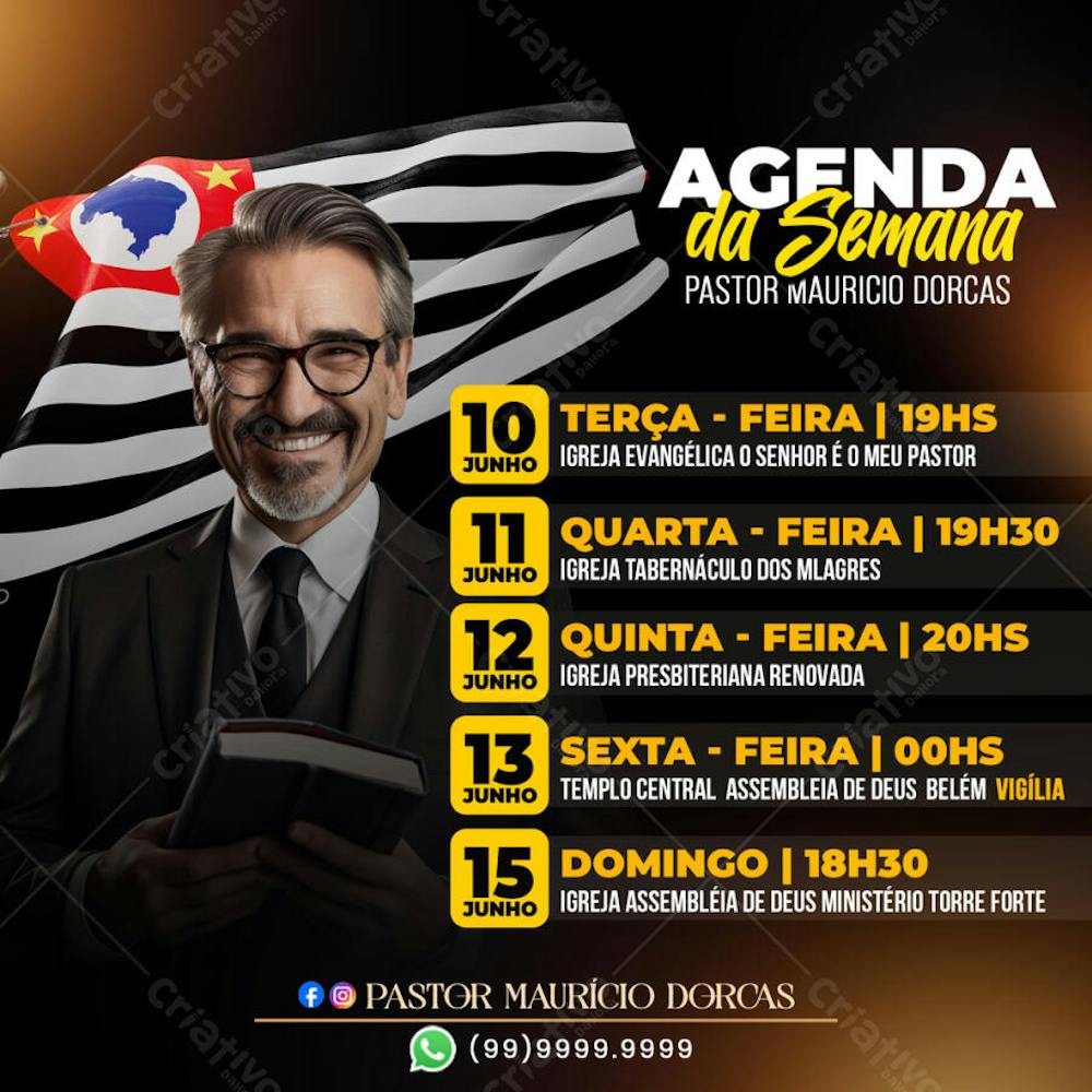 AGENDAS DA SEMANA PASTOR MAURICIO DORCAS-SEMANAL GOSPEL IGREJA CULTOS 2025