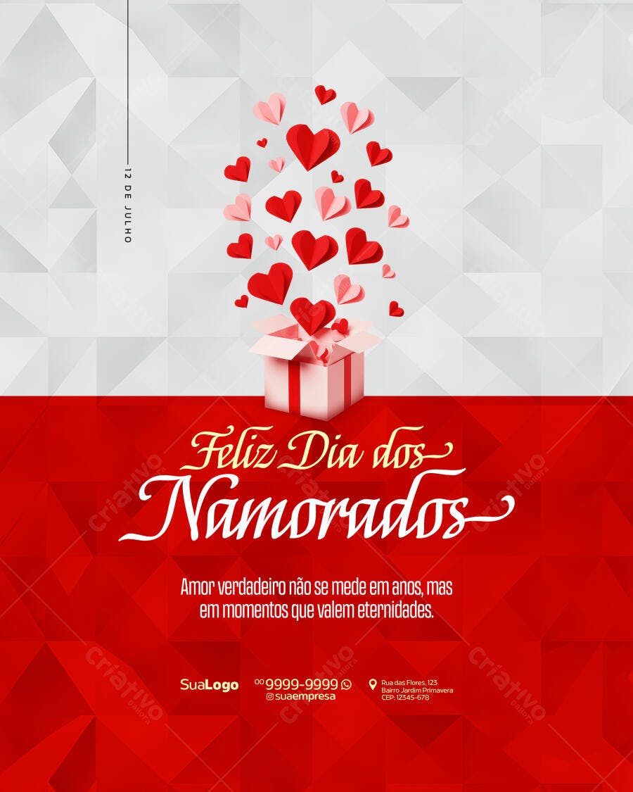 Flyer Dia dos Namorados 12 de Julho PSD Editável