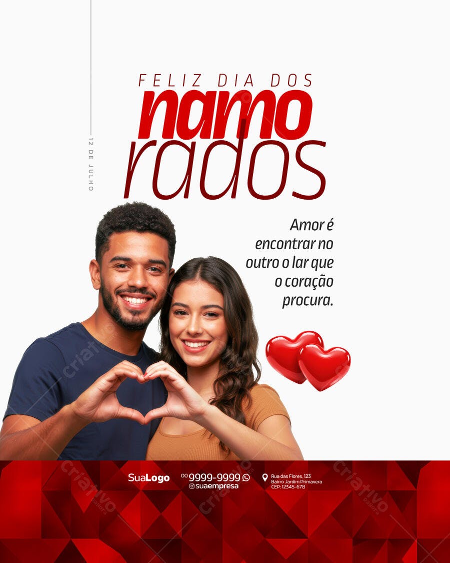 Flyer Dia dos Namorados 12 de Julho PSD Editável