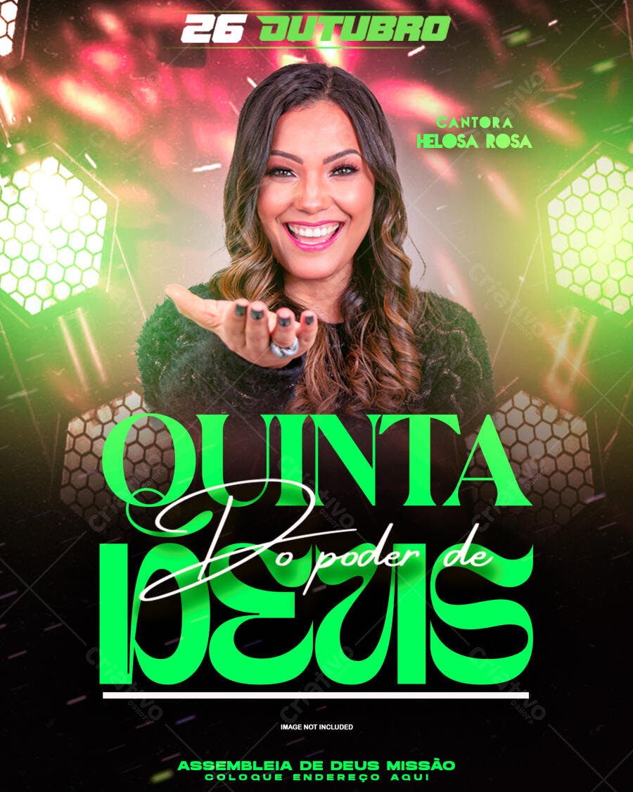 Flyer para Evento Gospel com Helosa Rosa PSD Editável