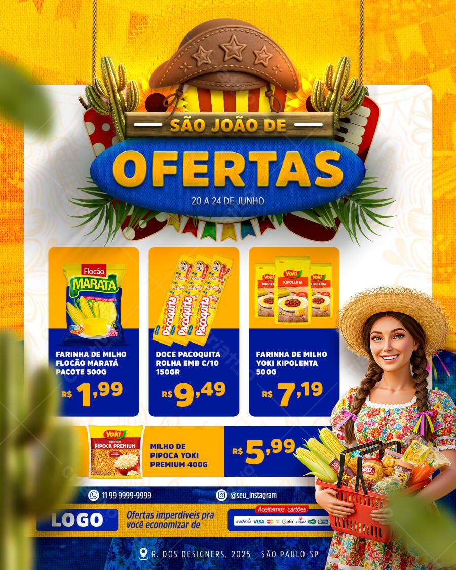 Flyer São João de Ofertas PSD Editável
