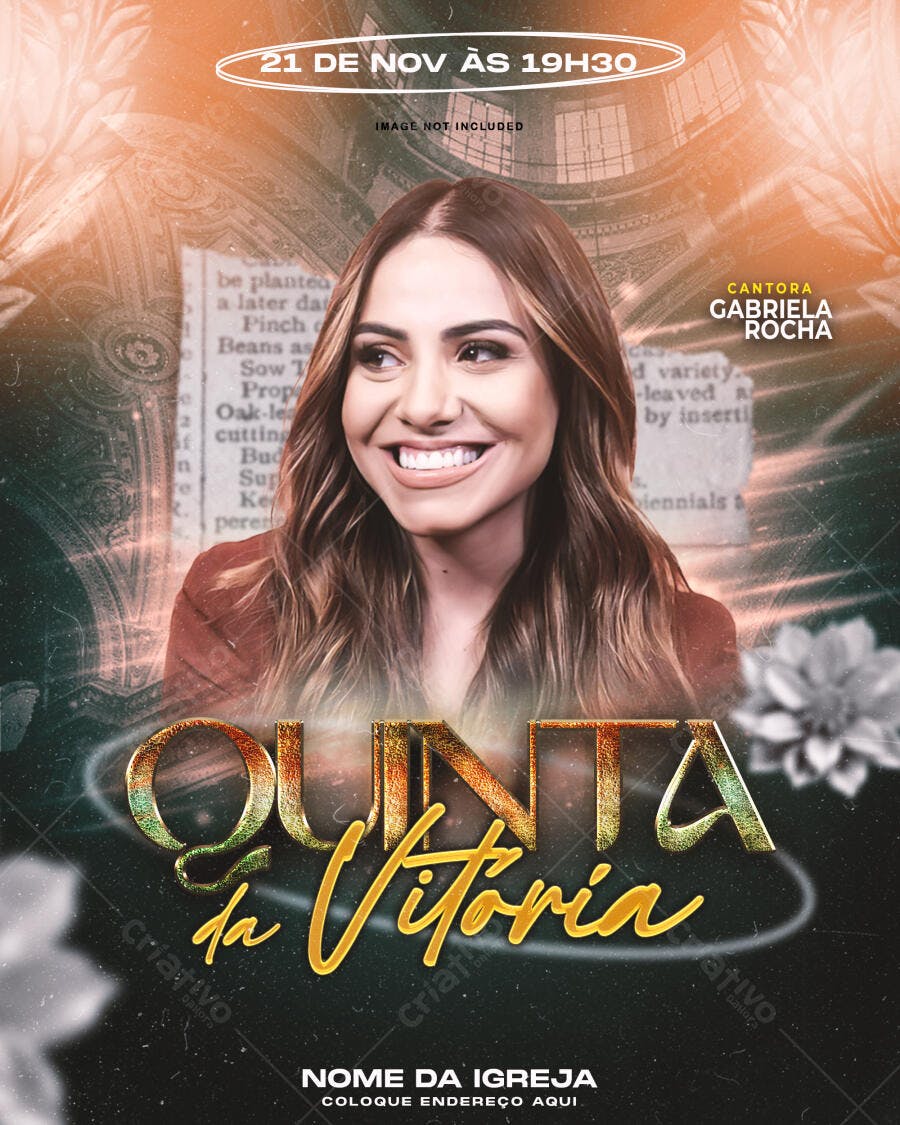 Flyer para Evento Gospel com Gabriela Rocha PSD Editável