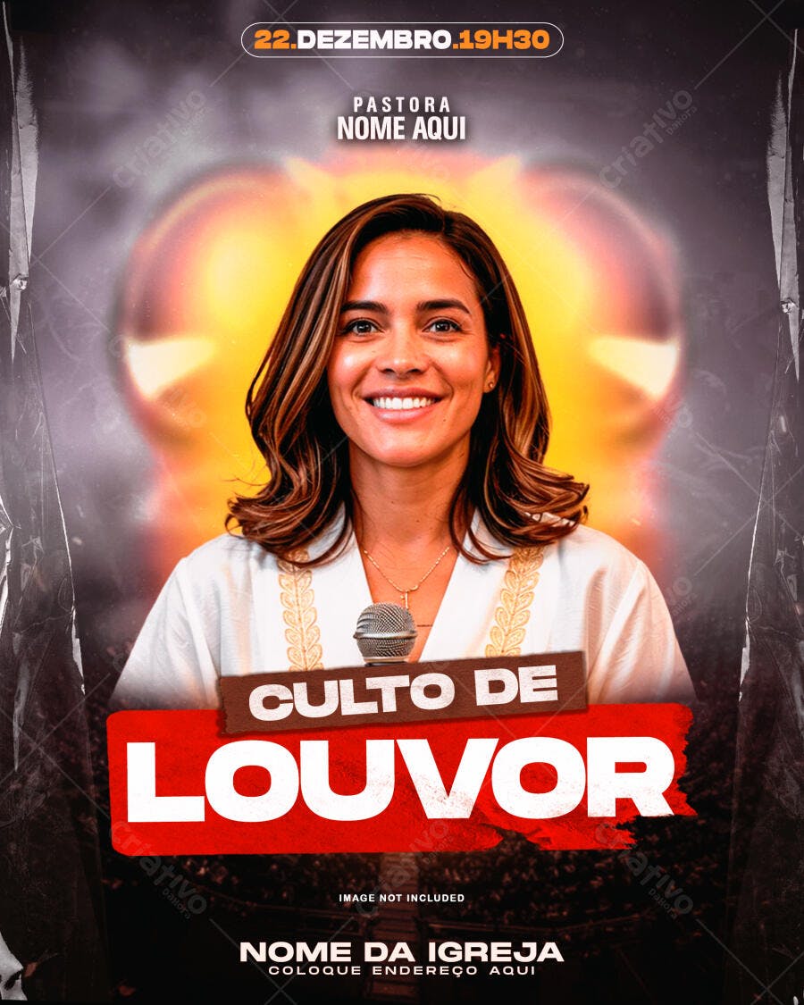 Flyer para Culto de Louvor 22 de Dezembro PSD Editável