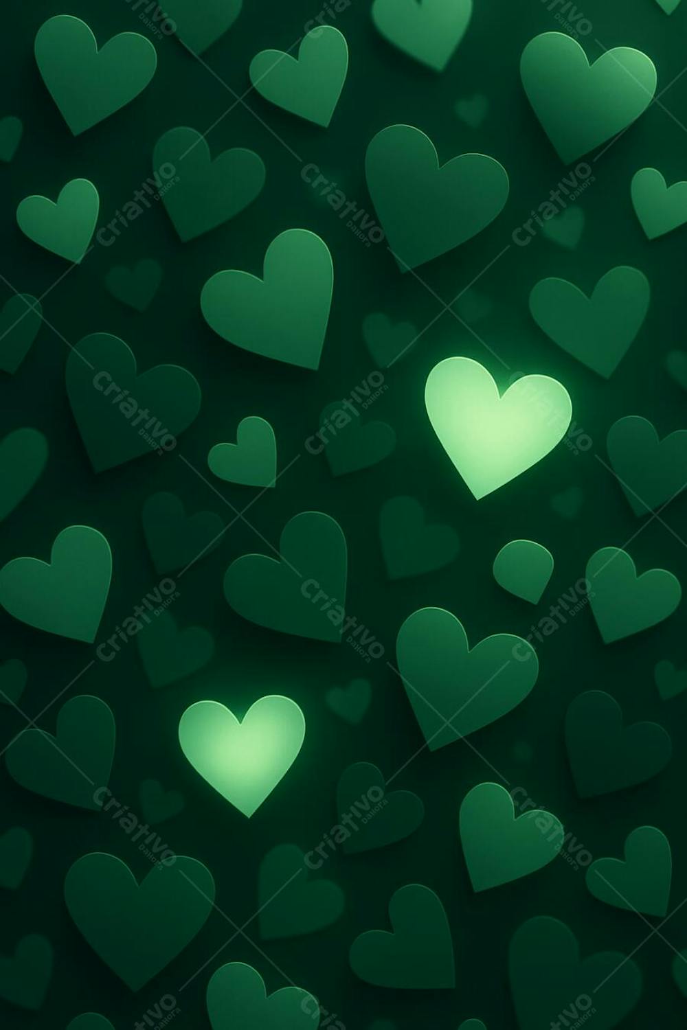 BACKGROUND VERDE COM VÁRIOS CORAÇÕES