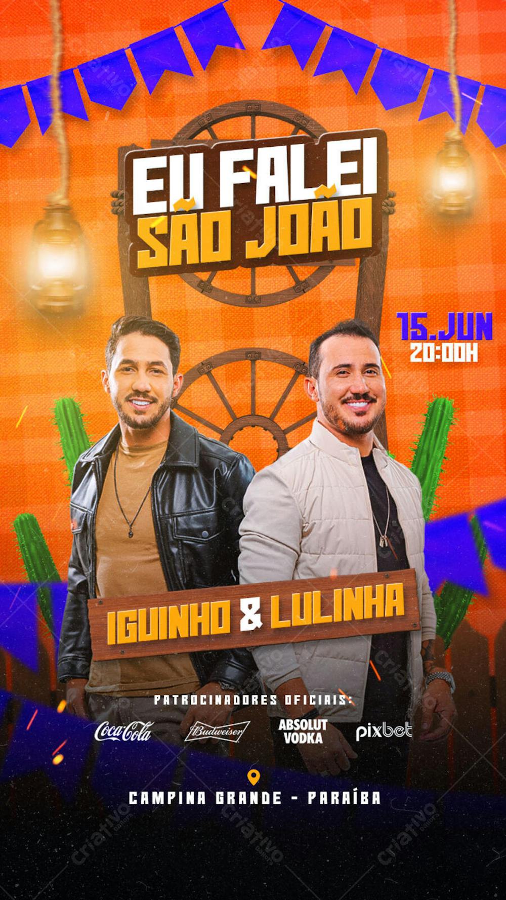 FLYER PSD SÃO JOÃO EDITÁVEL STORIES - EU FALEI SÃO JOÃO