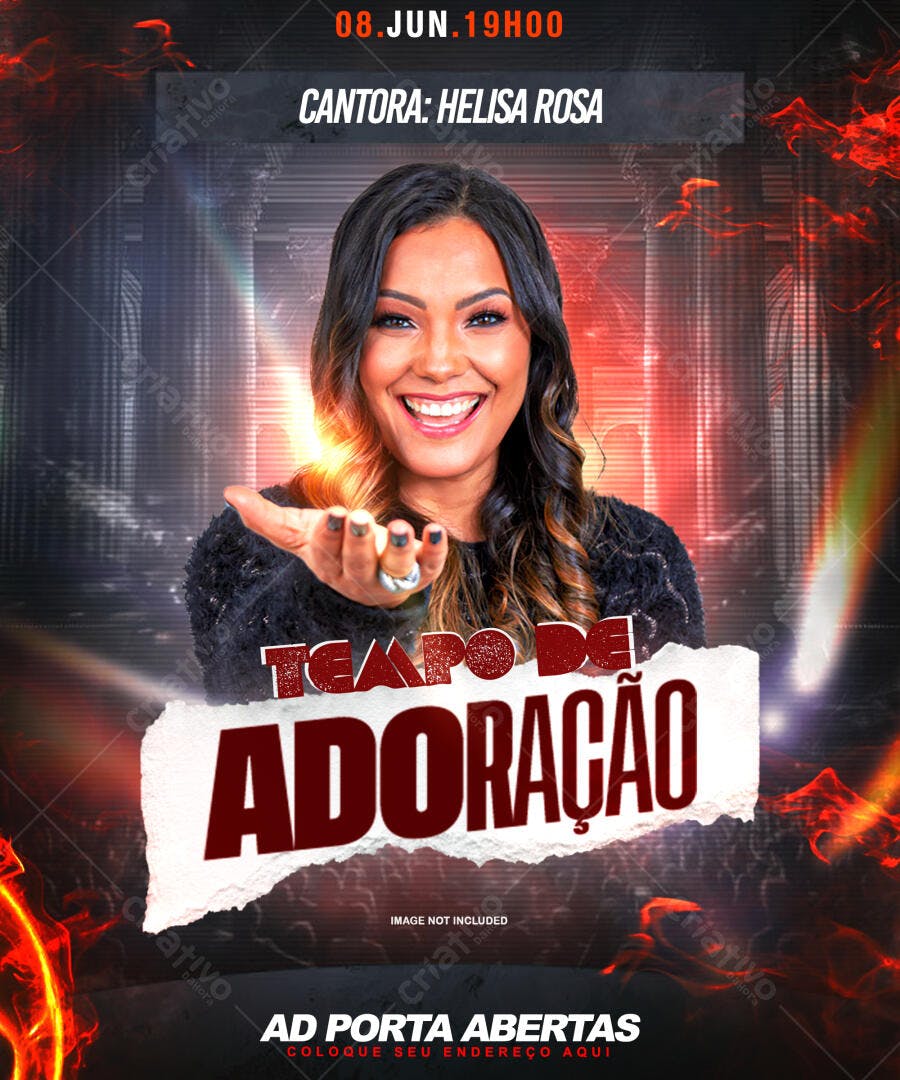 Flyer para Evento Gospel com Helisa Rosa PSD Editável