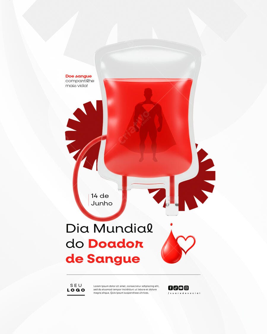 Flyer Dia Mundial do Doador de Sangue PSD Editável