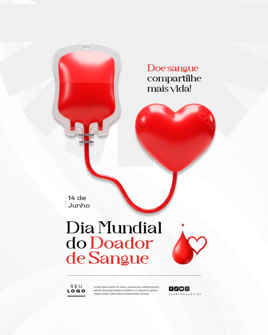 Flyer Dia Mundial do Doador de Sangue PSD Editável