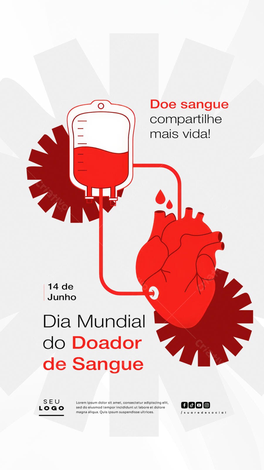 Flyer Dia Mundial do Doador de Sangue 14 de Junho PSD Editável