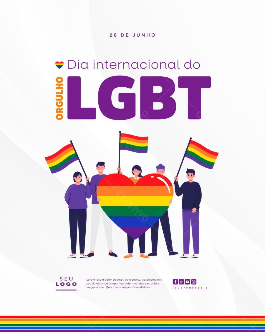 Flyer Dia Internacional do Orgulho LGBT PSD Editável
