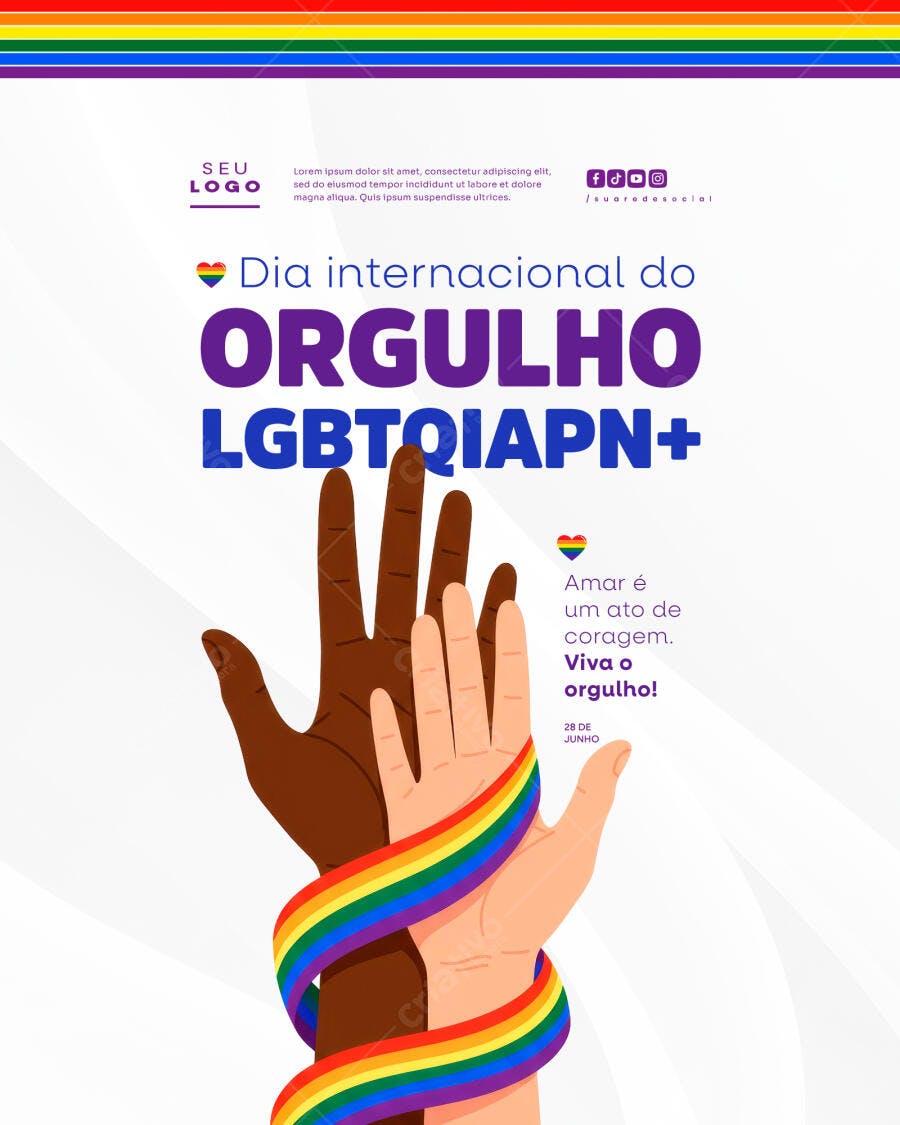 Flyer Dia Internacional do Orgulho LGBTQIAPN+ PSD Editável