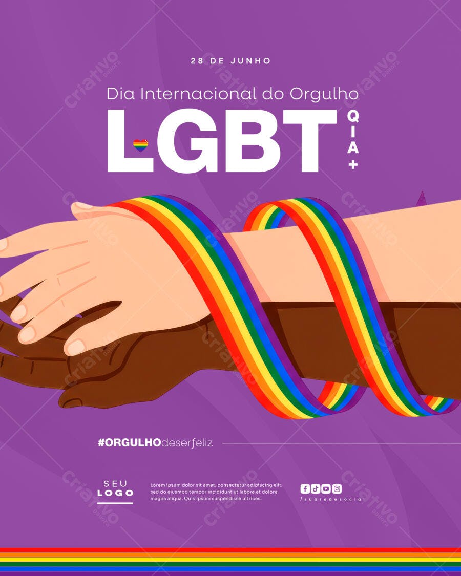 Flyer Dia Internacional do Orgulho LGBTQIA+ PSD Editável