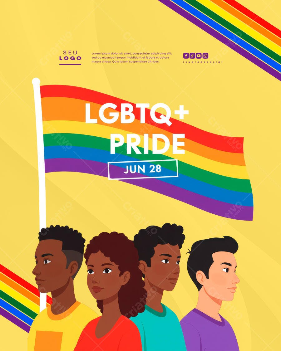 Flyer Dia do Orgulho LGBTQ+ PSD Editável