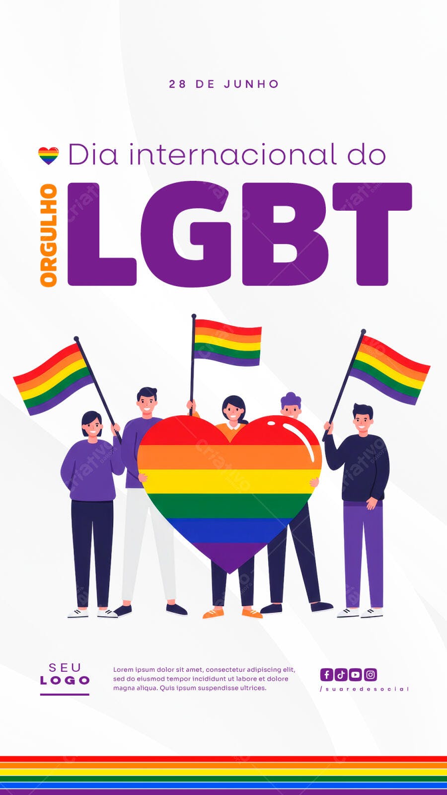 Flyer Dia Internacional do Orgulho LGBT PSD Editável