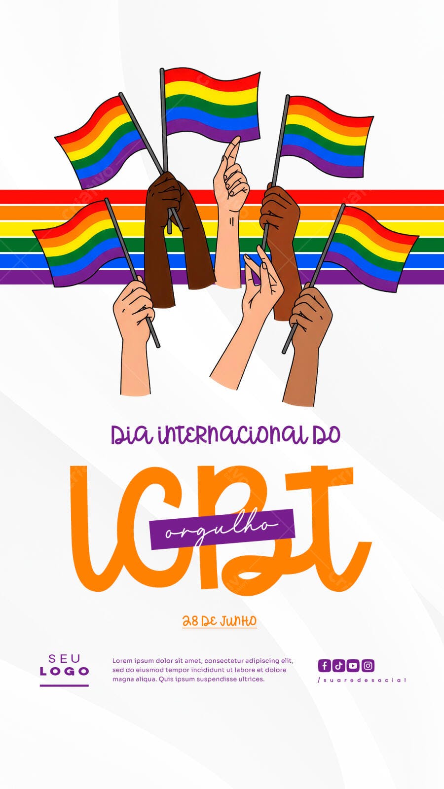 Flyer Dia Internacional do Orgulho LGBT PSD Editável