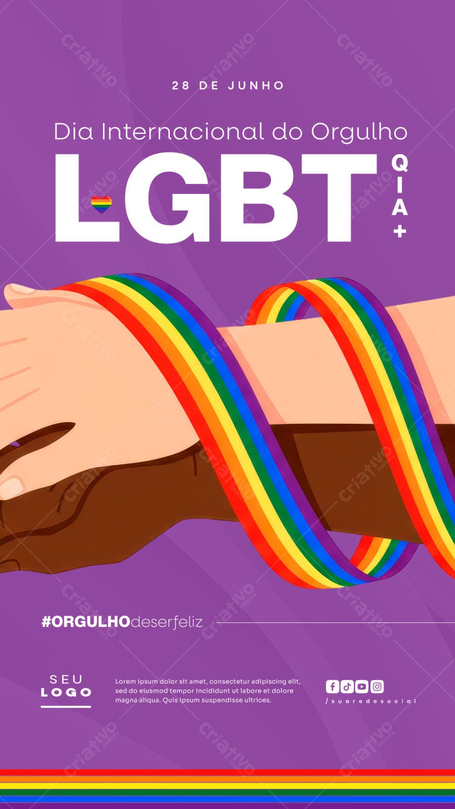 Flyer Dia Internacional do Orgulho LGBTQIA+ PSD Editável