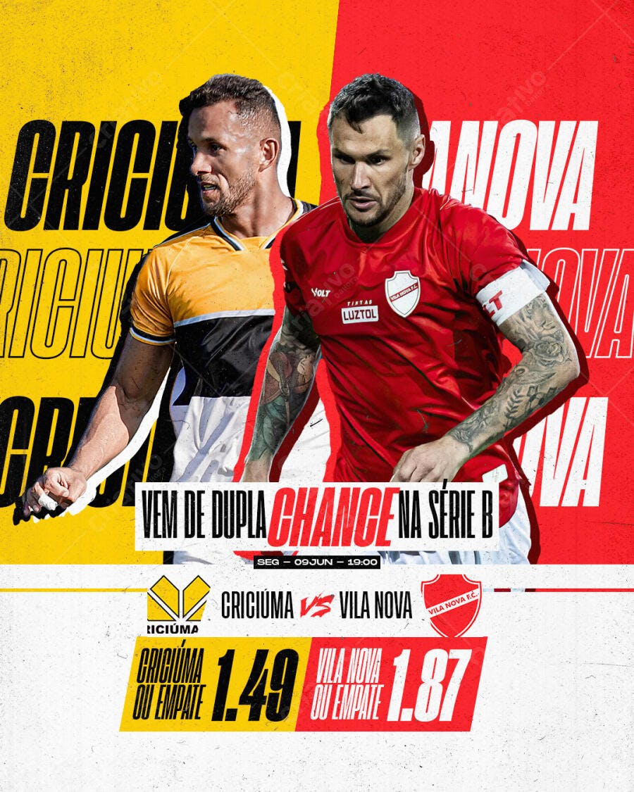 Flyer de Futebol Criciúma x Vila Nova PSD Editável