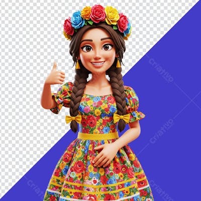Menina São João IA PNG