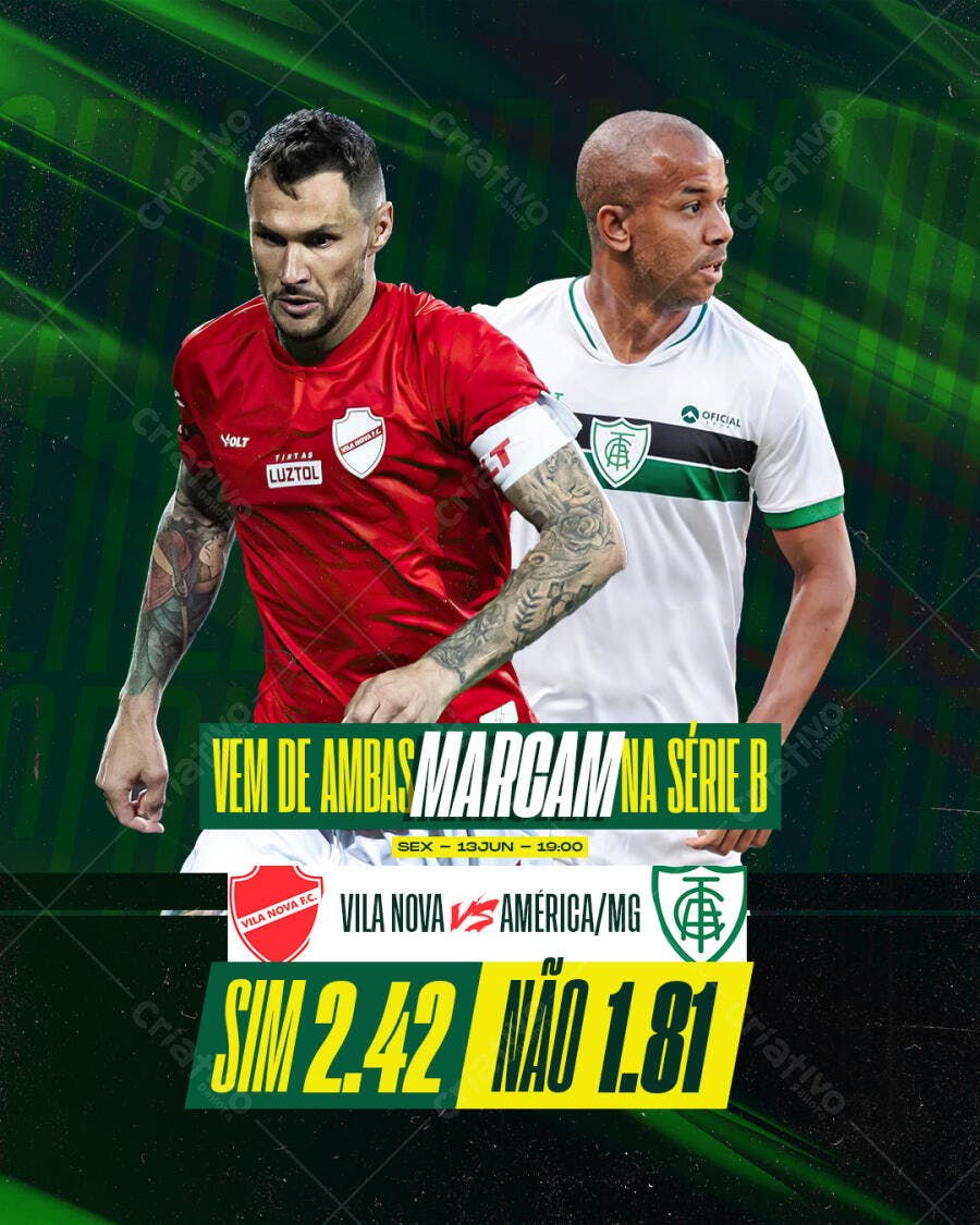 Flyer Jogo de Futebol Vila Nova x América PSD Editável