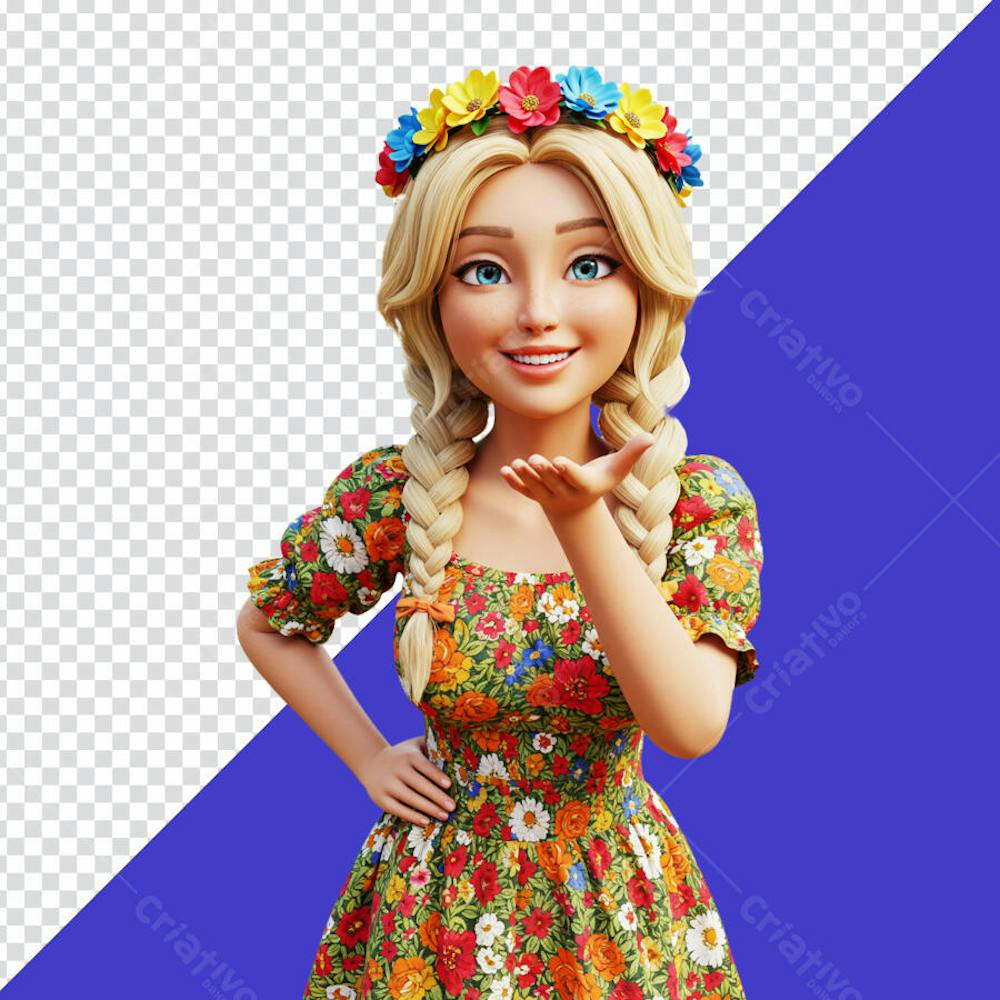 Menina São João IA PNG