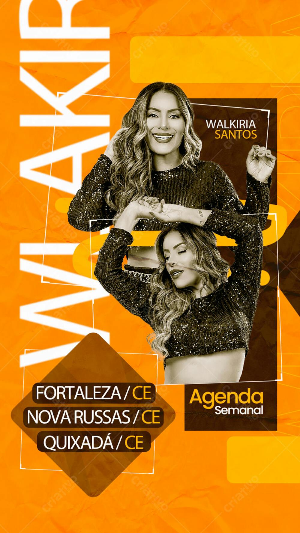 FLYER AGENDA SEMANAL WALKIRIA SANTOS STORY PSD EDITAVEL