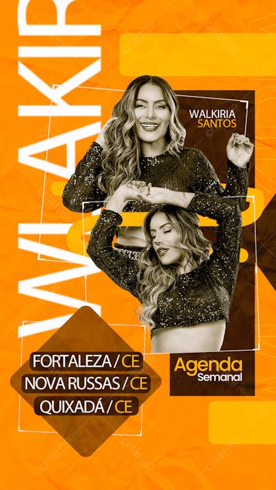 FLYER AGENDA SEMANAL WALKIRIA SANTOS STORY PSD EDITAVEL
