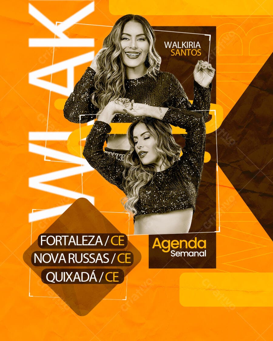 Flyer para Shows da Walkíria Santos PSD Editável