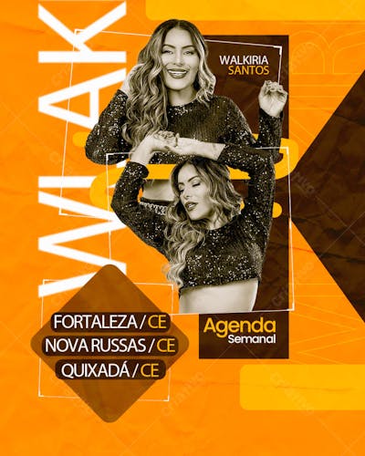 FLYER AGENDA SEMANAL WALKIRIA SANTOS FEED PSD EDITAVEL