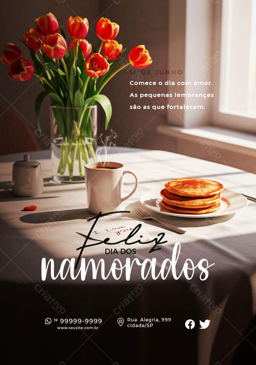Flyer Dia dos Namorados 12 de Junho PSD Editável