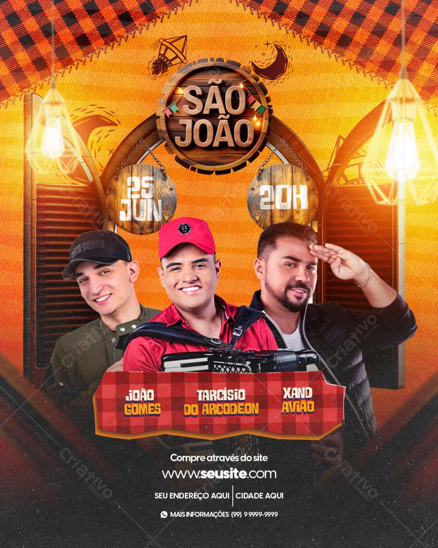 Flyer Festa Junina 25 de Junho PSD Editável