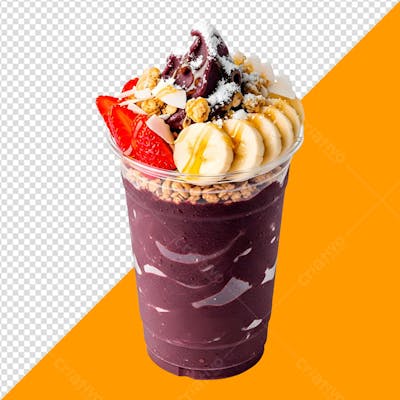 Copo de Açaí Saboroso Com Banana e Morango PNG