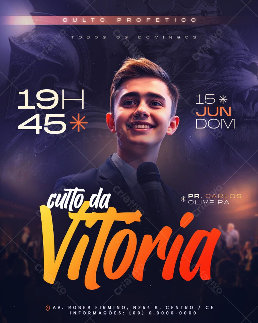Flyer para Culto Profético PSD Editável