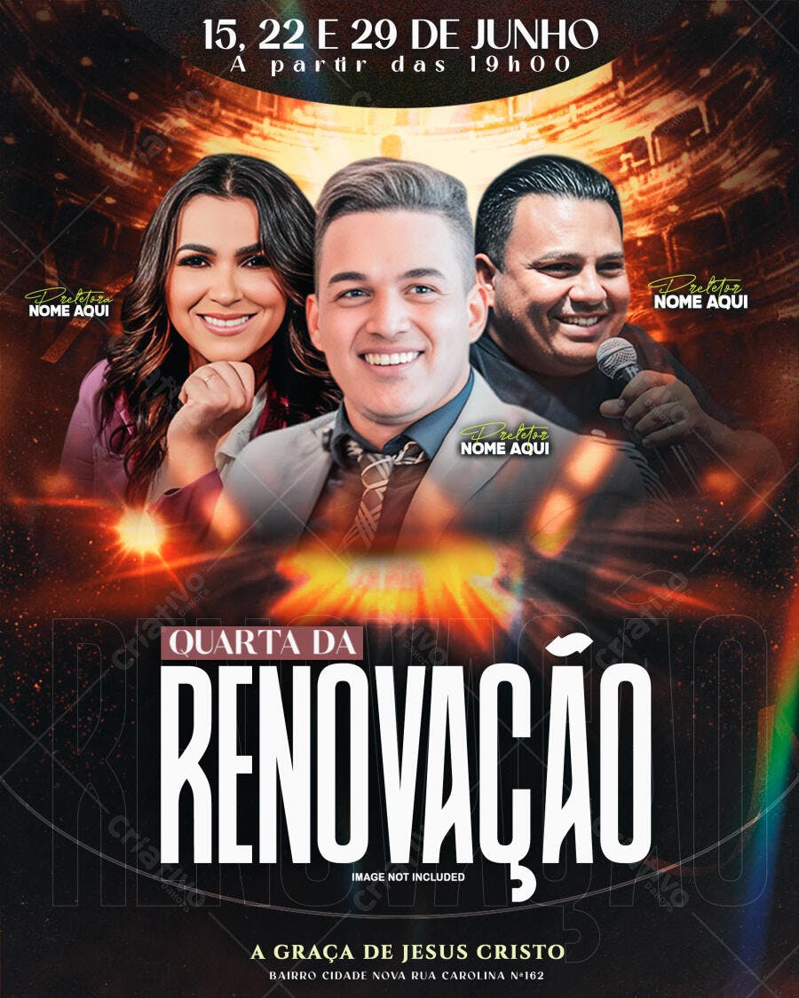 Flyer para Evento Religioso Quarta da Renovação PSD Editável