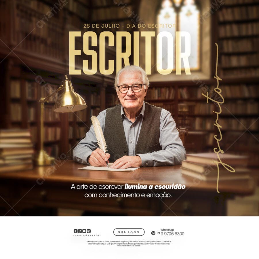 Post para Dia do Escritor PSD Editável
