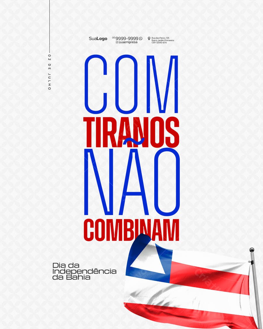 Flyer Dia da Independência da Bahia PSD Editável