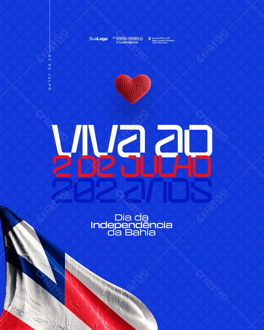 Flyer Dia da Independência da Bahia 2 de Julho PSD Editável