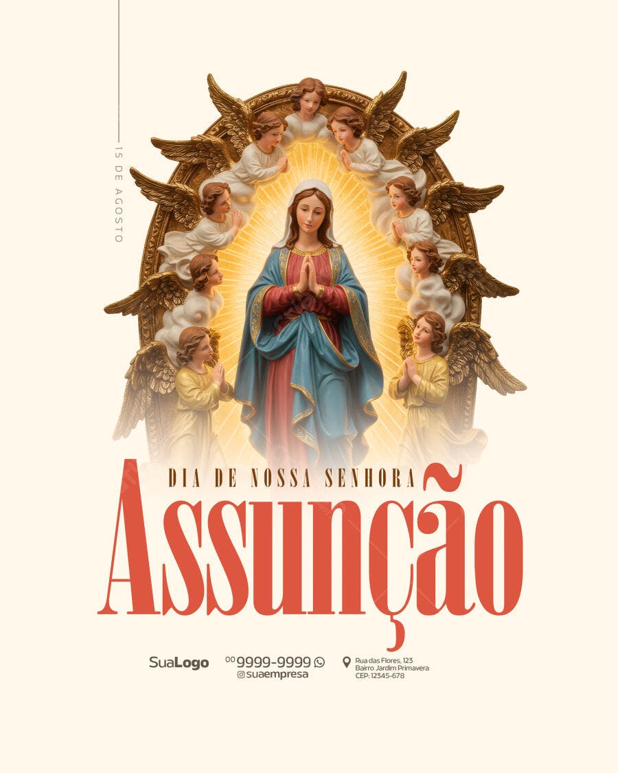 Flyer Dia da Assunção de Nossa Senhora PSD Editável