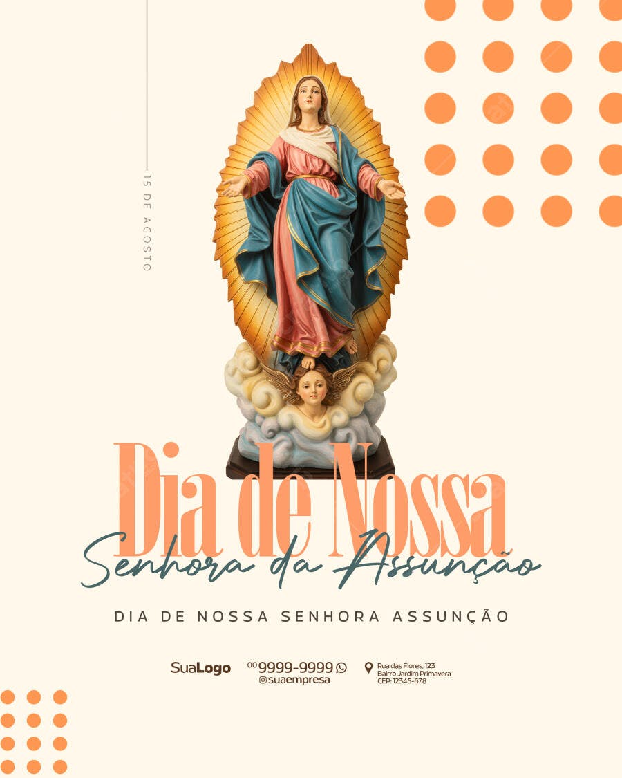 Flyer Dia de Nossa Senhora da Assunção 15 de Agosto PSD Editável