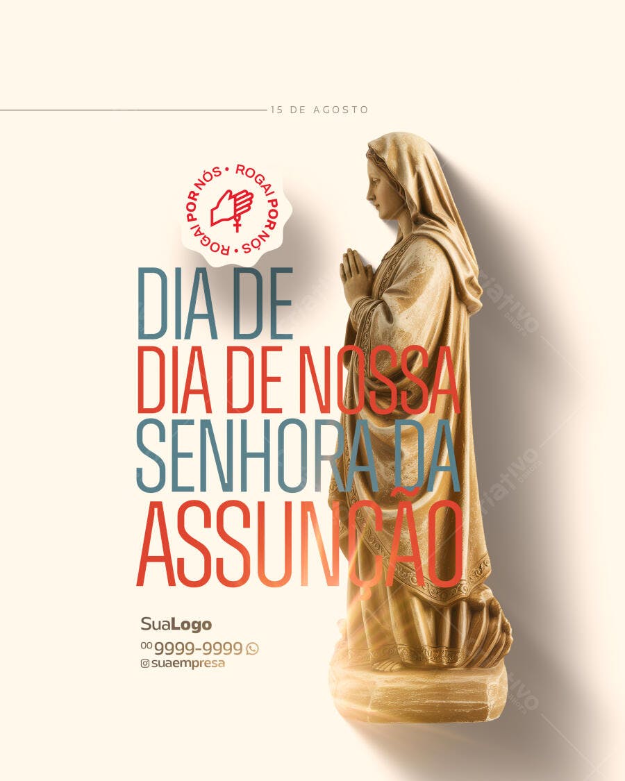 Flyer para o Dia de Nossa Senhora da Assunção PSD Editável