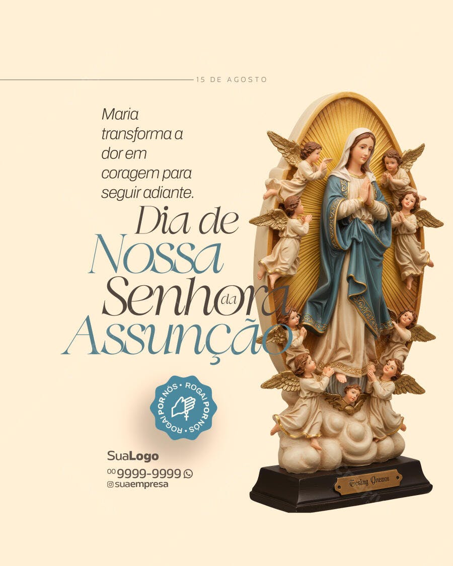 Imagem Dia de Nossa Senhora da Assunção 15 de Agosto PSD Editável